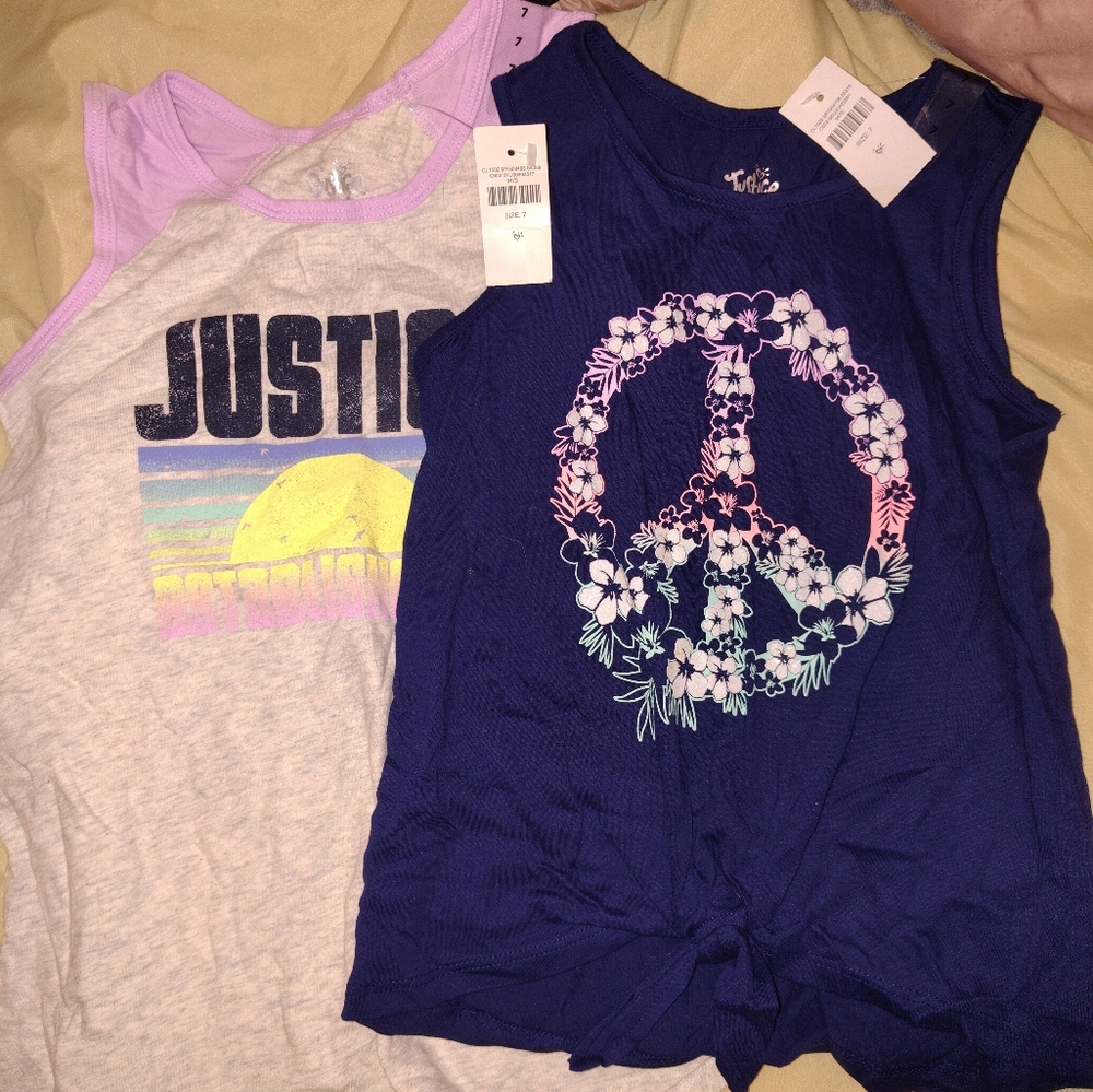 Set Of 2 Justice Purple and Blue Kids' Tank Tops